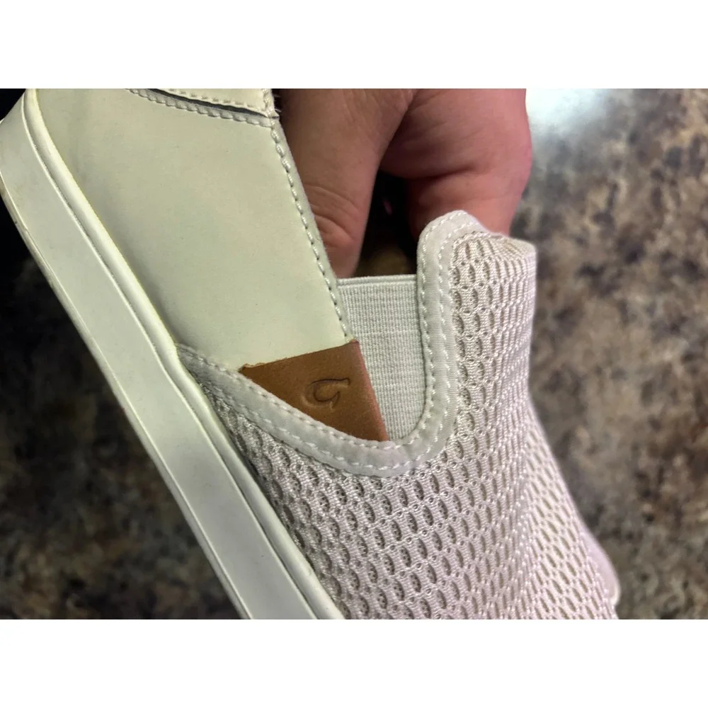 Olukai Pehuea Womens Mesh Slip On Sneakers Pale Grey 20271-2020 Size 9.5
